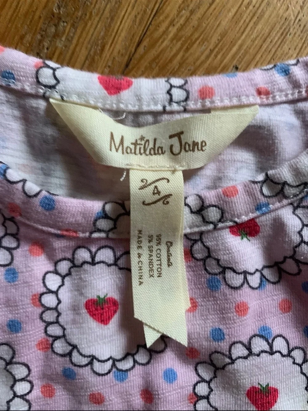 Matilda Jane Pink Heart Circle Peplum Long Sleeve Top